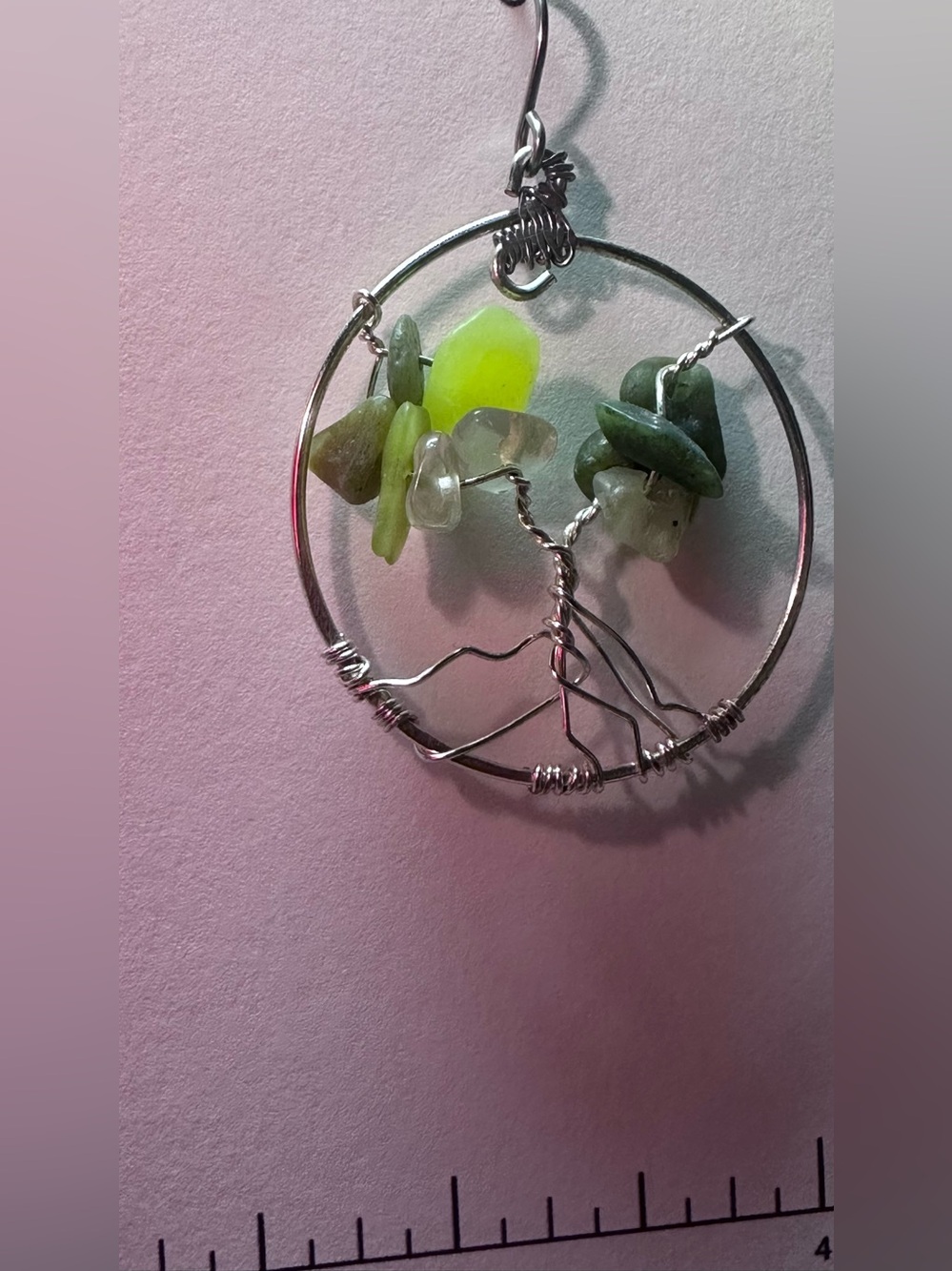 Bena & Bloom Handmade Green Gemstone Tree of Life Hoop Earrings